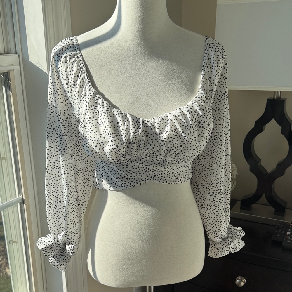 Alterd State White Polka Dot Women's crop Top with bow